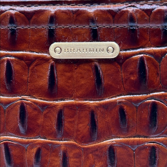 Brahmin Chestnut Crocodile Embossed Zip Wallet - Picture 2 of 5